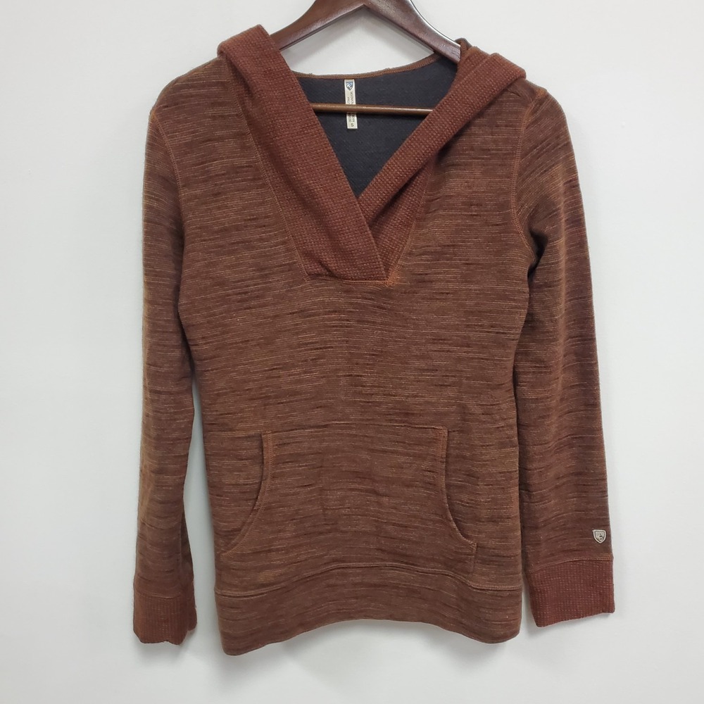 Kuhl Womens Wool Isla Kangaroo Pocket Hoodie Size S Brown Lightweight‎ Layers